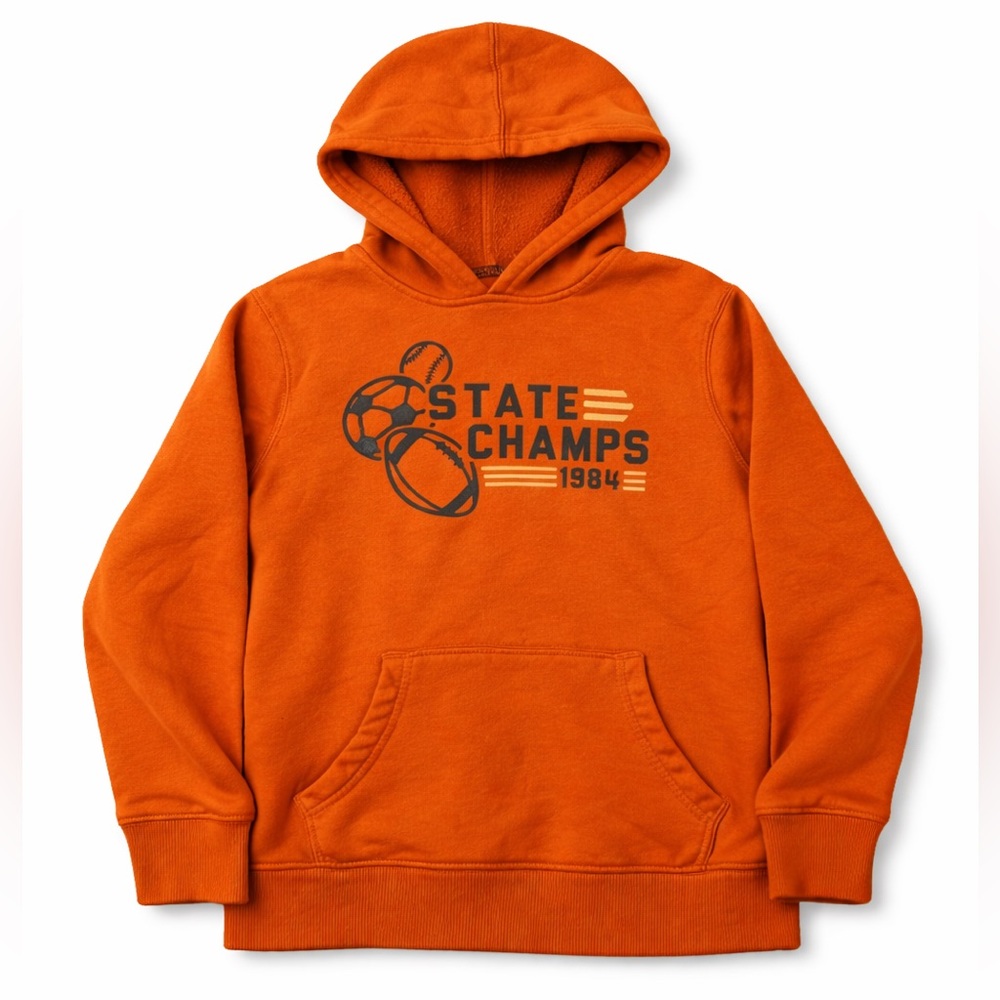 Okie Dokie Boys Hoodie Youth 7X Orange State Champs Graphic Pullover Sweatshirt